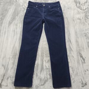 Lands End Pants‎ Womens 6 Blue Mid Rise Straight Leg Stretch Corduroy Casual